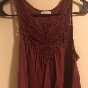 Maroon lace tank top